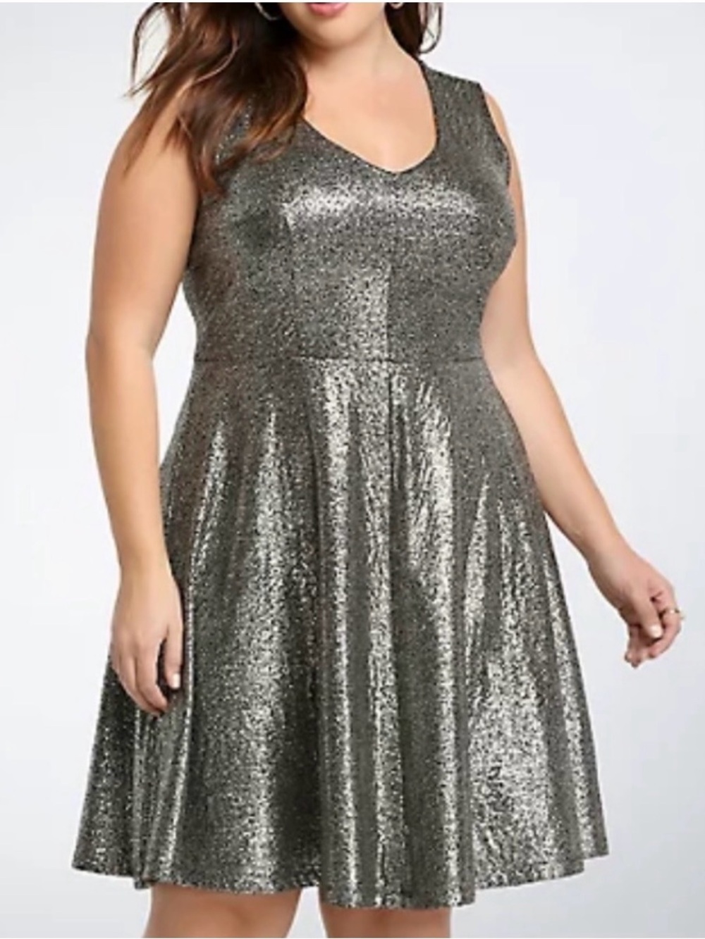 Torrid Skater Dress Silver Metallic Foil Textured Black Sleeveless Party Size 2X